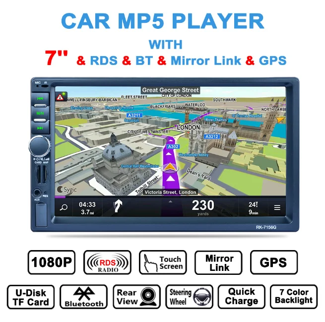 

by DHL/Fedex 5pcs 2DIN 7 inch Car Media Payer Bluetooth GPS Navigation Charge Car Stereo Radio Video player Rear camera 7156G