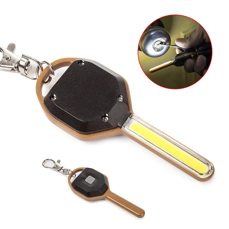 Mini LED Flashlight Light Mini Key Shape Keychain Lamp Torch Emergency Camping Light HUG-Deals