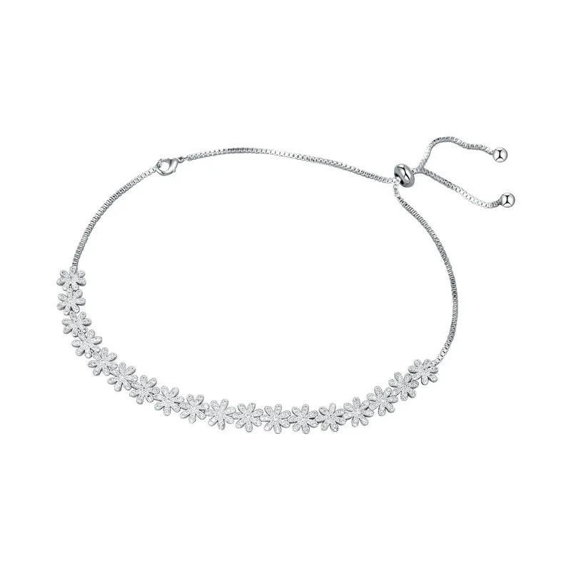 

WEIMANJINGDIAN Sparkling Cubic Zirconia CZ Zircon Micro Pave Flower Chokers Necklaces for Women