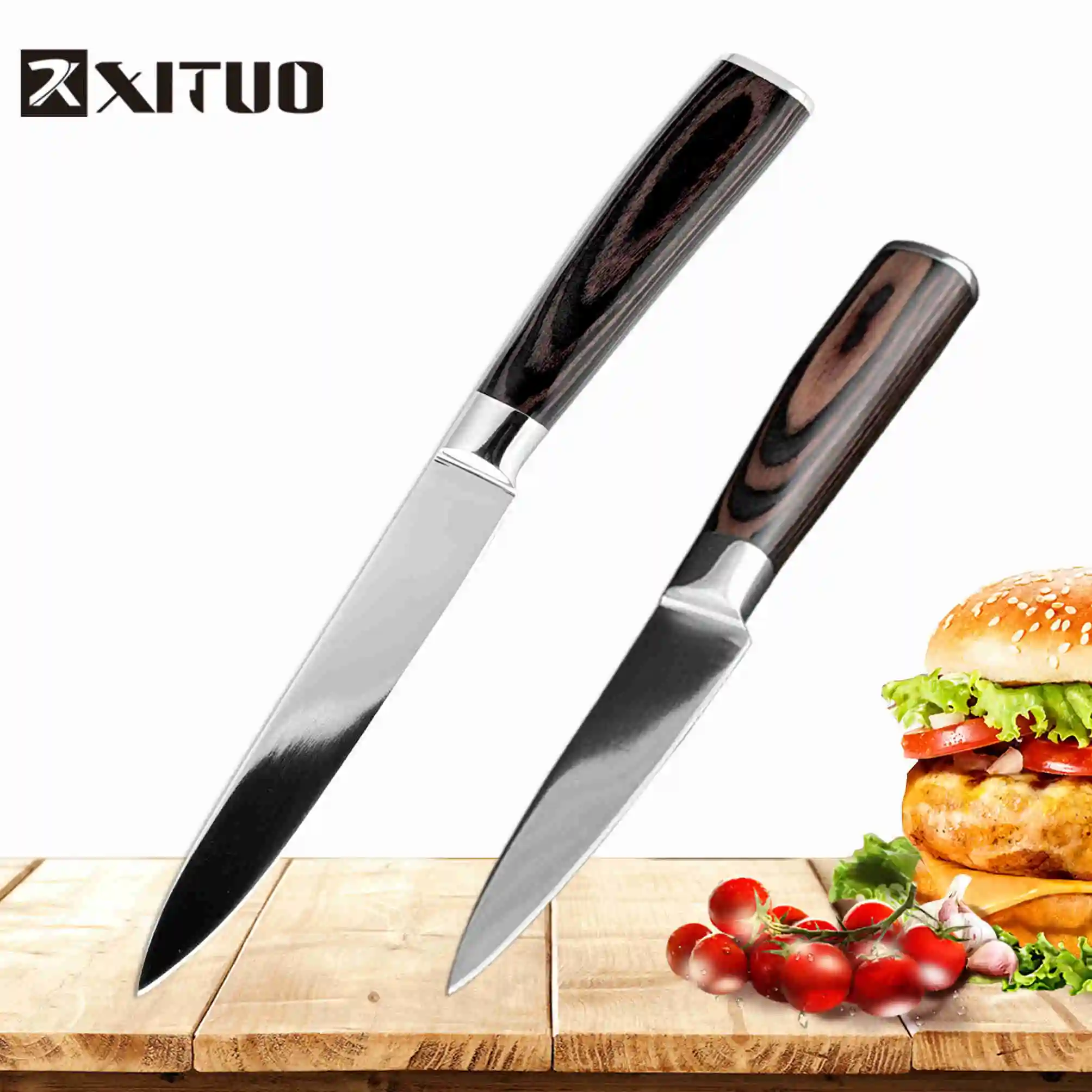 XITUO "+ 8" дюймовый кухонный нож Santoku Японский стальной лезвие бритвы острый высокоуглеродистой нержавеющей стали резки шеф-повара инструменты для приготовления пищи - Цвет: 2 PCS set B