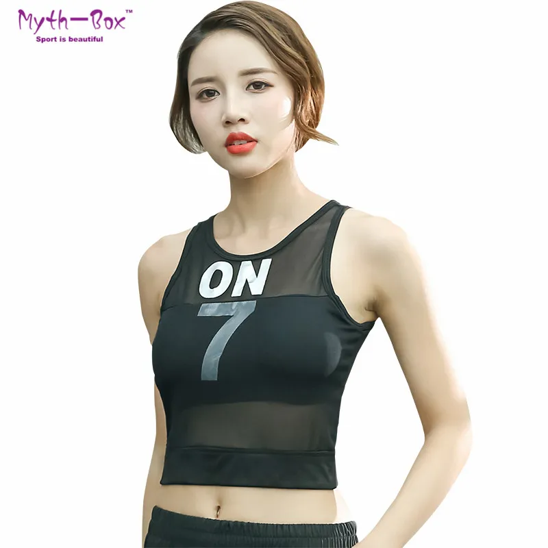 

Women Yoga Tank Top Gym Padded Sports Bra Sexy Meshy Fitness Vest Dance Elastic Sport Underwear Running Shirt Skinny Yoga Shirts