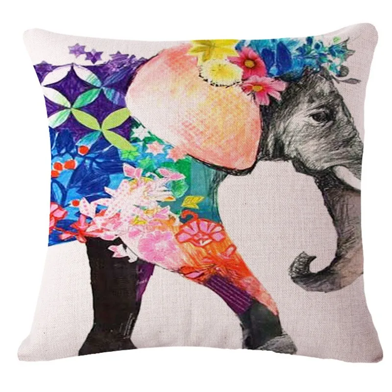 Модная цветная, с принтом слона, современная, Минималистичная, льняная, хлопковая подушка для дивана домашняя декоративная подушка almofadas cojines