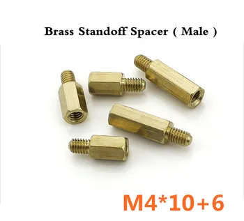 

New Best Promotion 500pcs/lot Brass Standoff Spacer M4 x 10 Male +6mm Long Lasting High Quality
