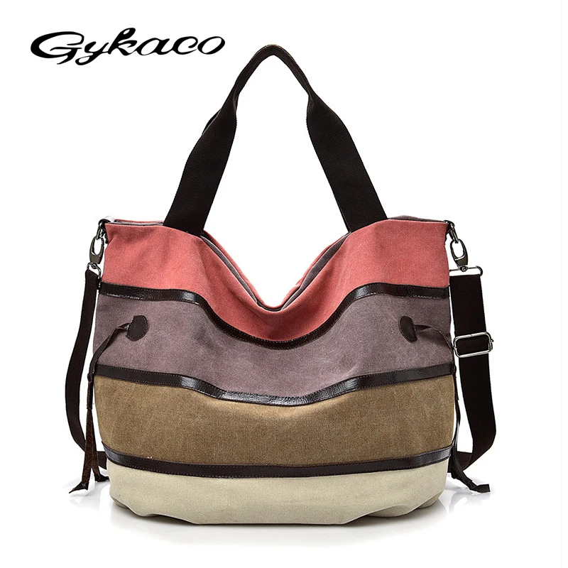 

Gykaeo Women Leisure Canvas Handbag Female Casual Patchwork Messenger Shoulder Bag Ladies Large Capacity Travel Crossbody Bags