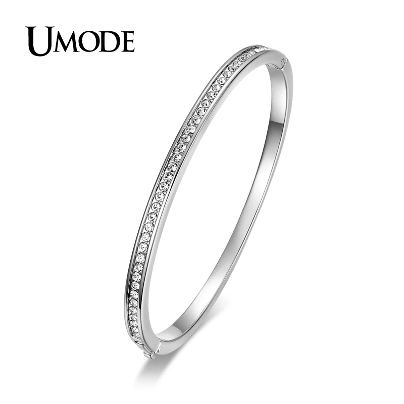 

UMODE Brand Design White Gold Color Half Circle Austrian Crystals Cuff Bracelet JB0073B