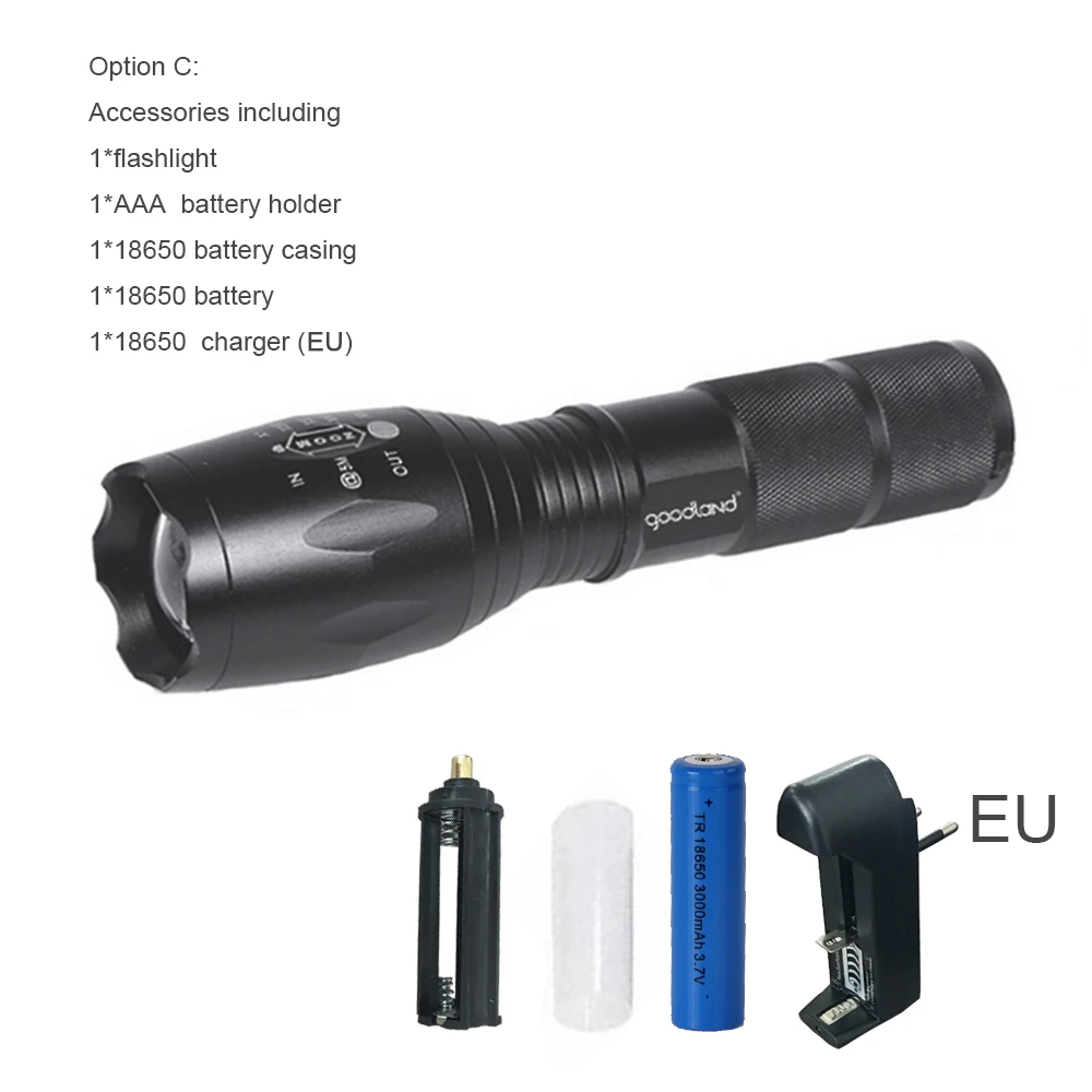 Waterproof LED Flashlight 5 Modes 200 Meter Zoomable Protable Torch Light Bike Light Linterna AAA/18650 Battery Lanterna Tatica-in Flashlights & Torches ...