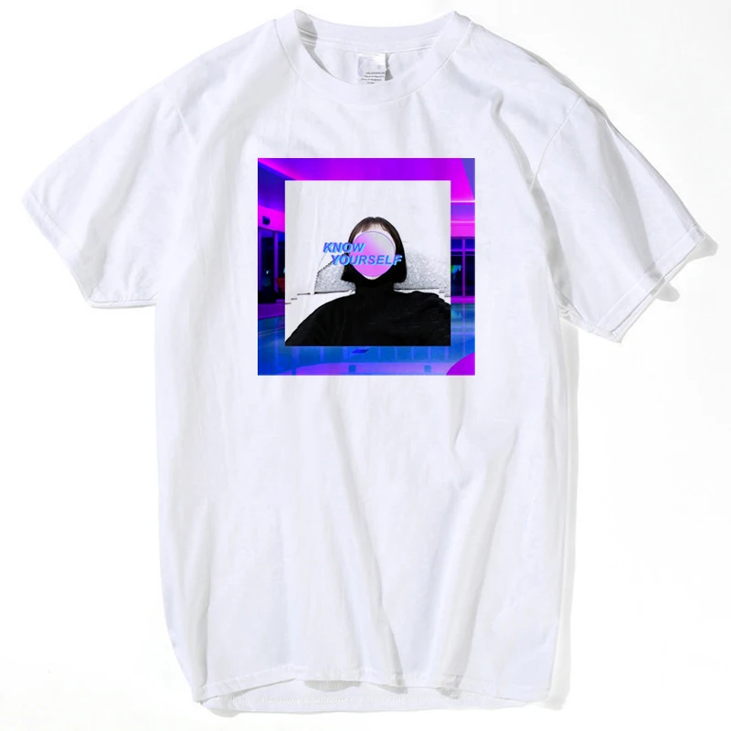Футболка vaporwave мужские модные футболки белая футболка с круглым вырезом для