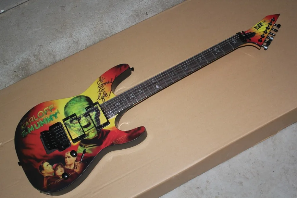 

KIRK HAMMETT signature KH-2 KARLOFF the MUMMY ELECTRIC GUITAR Mummy top electric guitar free shipping KH2 mummy guitar