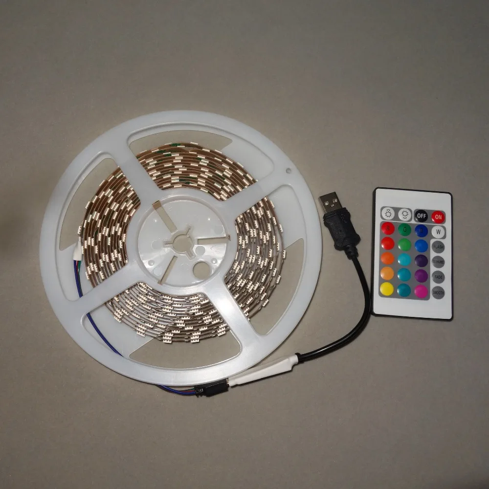 5 м DC5V 300 светодиодов 60 светодиодов/м неводонепроницаемая полоса с USB RGB мини