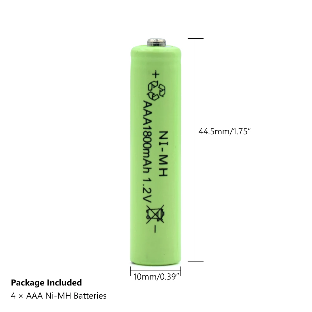 Перезаряжаемая Ni-MH AAA литий-ионная Lipo литиевая батарея 1,2 V 1800mAh для фонарика налобного фонаря