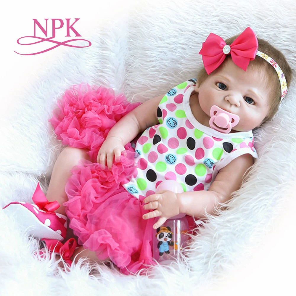 

NPK 22'' silicone vinyl real soft touch reborn doll wholesale lifelike reborn baby blue eyes doll children Christmas Gift