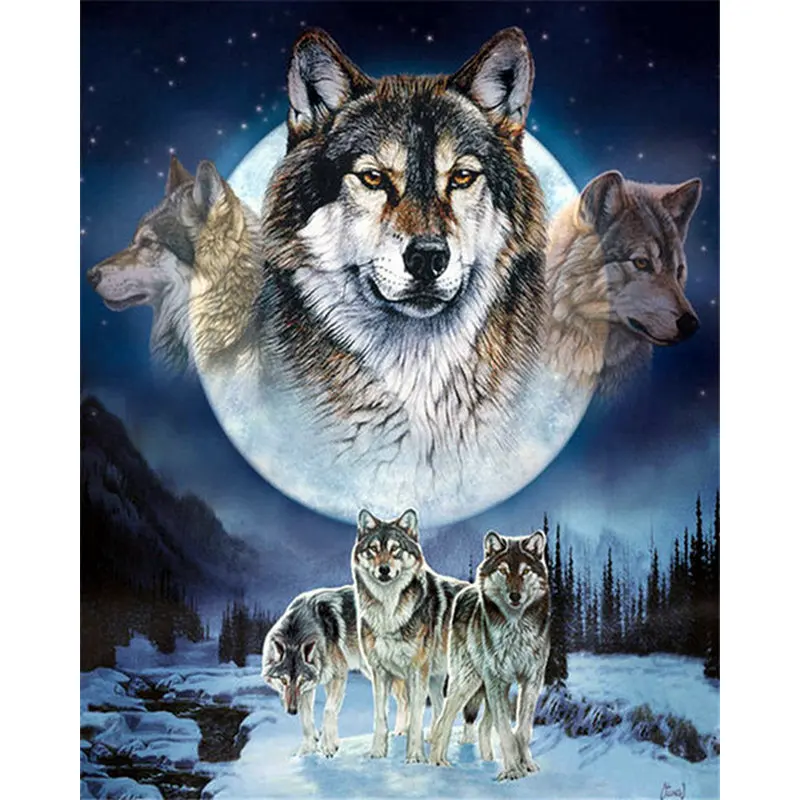 DIY 5D Diamond Embroidery Mosaic wolf Handmade Cross Stitch Kits Patterns Painting Rhinestones Arts | Дом и сад