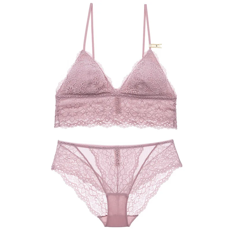 

Lace Push Up Padded Bras Gathering Underwear Set Women Comfort Lingerie Bra Set ABCD Cup Triangle Cups Pullover Style