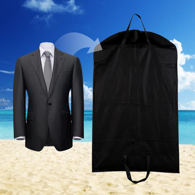 

1pc Black Dustproof Hanger Coat Clothes Garment Suit Cover Clothing Hanging Type Storage Bags 100 x 60cm