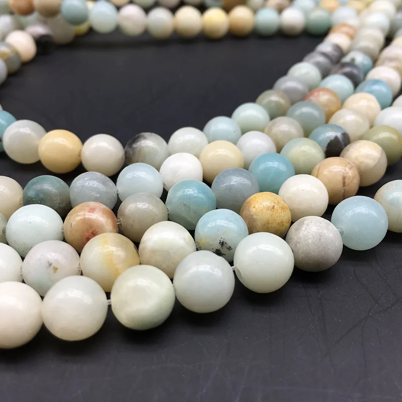 New Colorful Natural Amazon Stone Beads Round Loose Bead For Jewelry