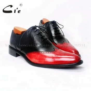 

cie Pointed Toe Full Brogues Bespoke Handmade Men's Oxford Black Red Mixed Colors Lacing Casual Breathable Leather Shoe OX372