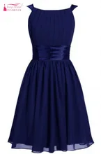 Real Photos Bridesmaid Dresses Short Chiffon Pleated Bridesmaids Dress Discount Navy Blue Dress