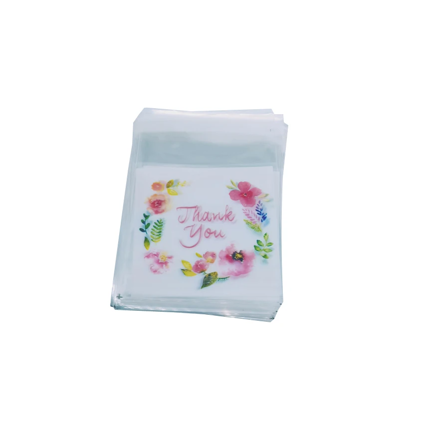 100 шт./лот 4 стиля 7x7 см цветок серии пластиковые пакеты для продуктов Самоуплотняющаяся Сумки печенья сумка-конверт вечерние и свадебные