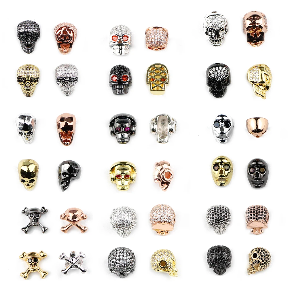 

BTFBES CZ Crystal Spacer Beads Copper Charm Skull Beads 20 different styles for Jewelry Bracelet Making DIY Findings Accessories