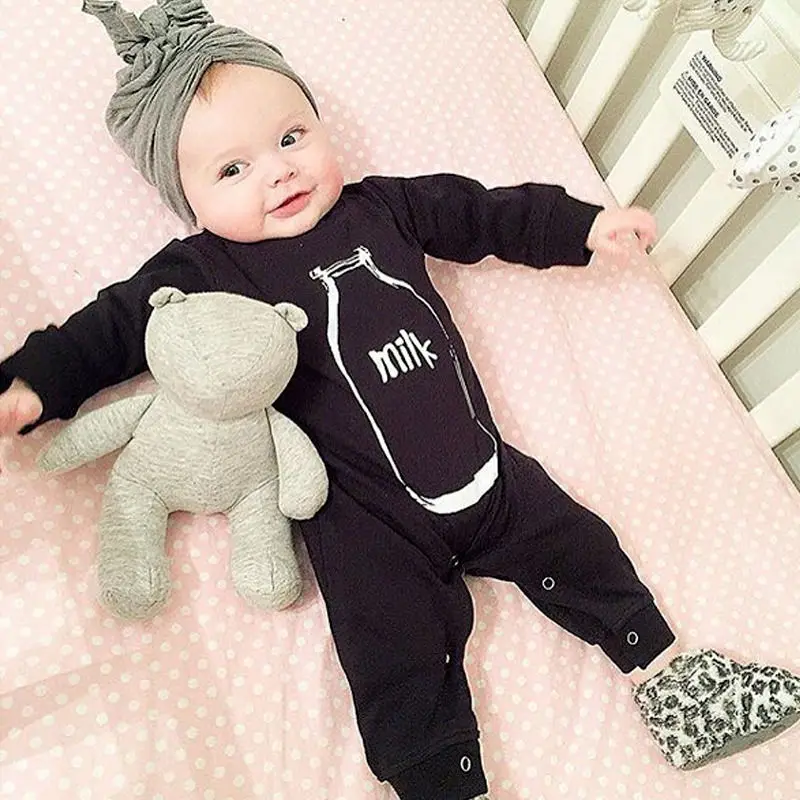 القطن الوليد طفلة الأولاد ملابس الشتاء طويلة الأكمام الحليب رومبير بذلة playsuit تتسابق الطفل قطعة واحدة الملابس