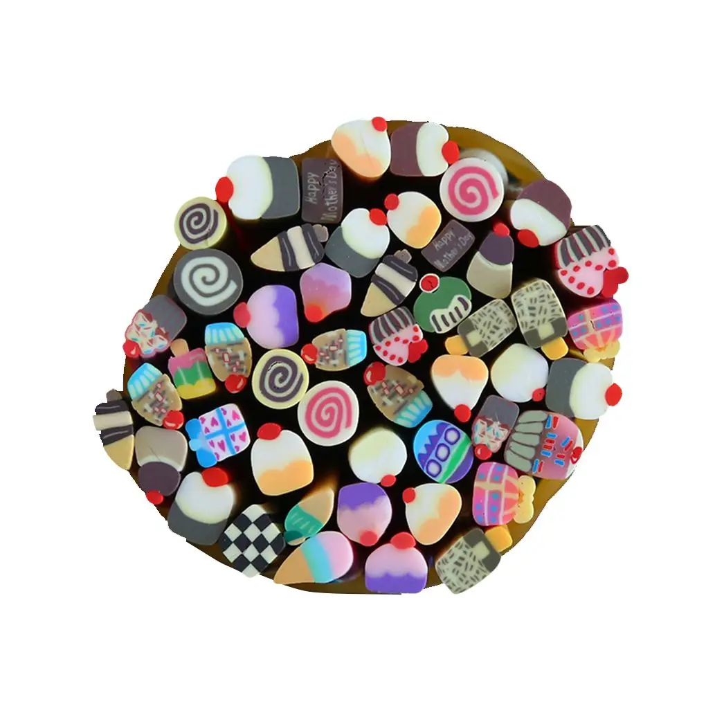 

50pcs Women Polymer Clay Fruit Heart Cake Bar Decoration Strip Nail Polish Tool