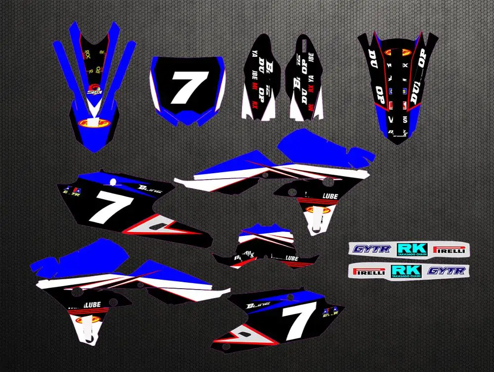 

Motorcycle For Yamaha YZF250 YZF 250FX YZF 250 FX 2014 - 2018 Graphics Background Full Sticker Customizable Number Name Decals