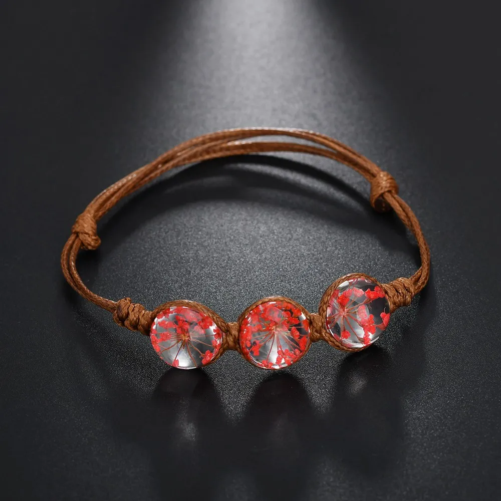 Terreau Kathy Boho винтажный браслет с шармом из хрустального стекла, женский браслет с шармом, плетеные многослойные кожаные браслеты с цветами
