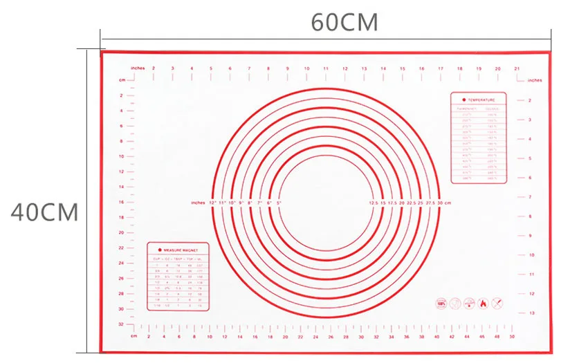ERMAKOVA силиконовый коврик для выпечки толстый нескользящий лист с измерениями BPA Бесплатный тостер для духовки помадка пирог печенье макарон коврик