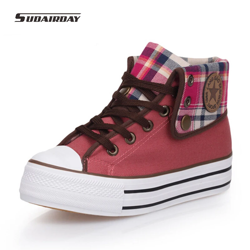 New 2016 font b Women b font 4 Colors High Upper Platform Canvas Shoes font b