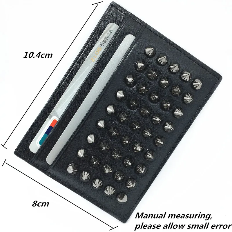 С металлическими заклепками, натуральная кожа, кредитный держатель для карт, кошелек, черный тонкий чехол для id карты, для мужчин,, модный дизайн, porte carte