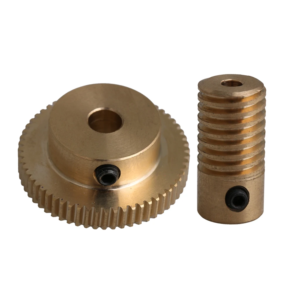 CNBTR Yellow 0.5 Modulus 3MM Hole Diameter Brass Worm Gear Shaft + 0.5