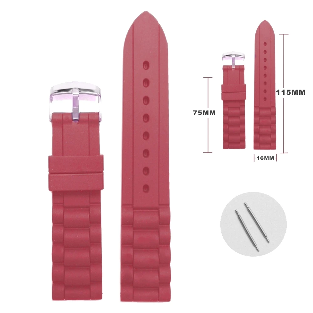 

16mm Magenta Color Silicone Jelly Rubber Ladies Watch Band Straps WB1002F16JB