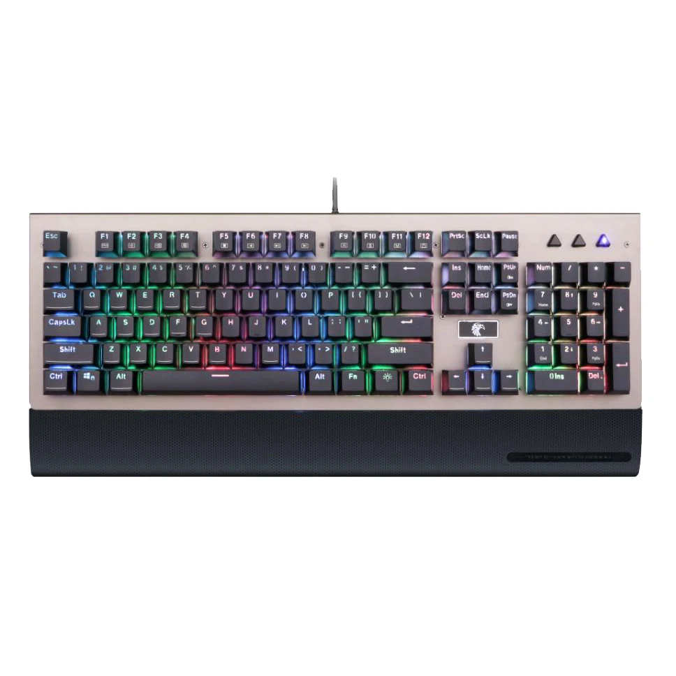 

USB Wired Mechanical Feeling Computer Keyboard 104 Keys with LED Backlight Wrist Support