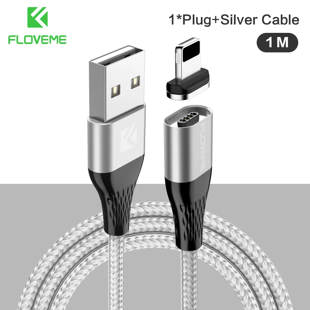 FLOVEME 3A Магнитный Micro USB кабель для iPhone samsung, кабель для быстрой зарядки и передачи данных, Магнитный зарядный кабель usb type-C для мобильного телефона - Цвет: Silver