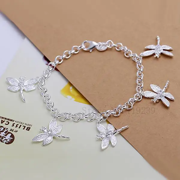 LH092 Five Cute Silver Dragonflys Charms Bracelets & Bangles Aliexpress Animal Bijoux Items Fashion Designer Jewelry For Women Aliexpress