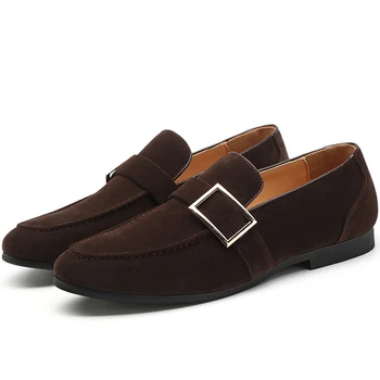 

2020 Men Fashion Suede Leather Shoes Casual Comfortable Plat Shoes High Quality Male Business Round Toe Shoes Men Classic