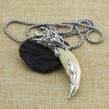 

Chinese black dog TOOTH PENDANT BONE Tibetan mastiff Tooth Pendant male wolf tooth Necklace Tibetan Silver Gift