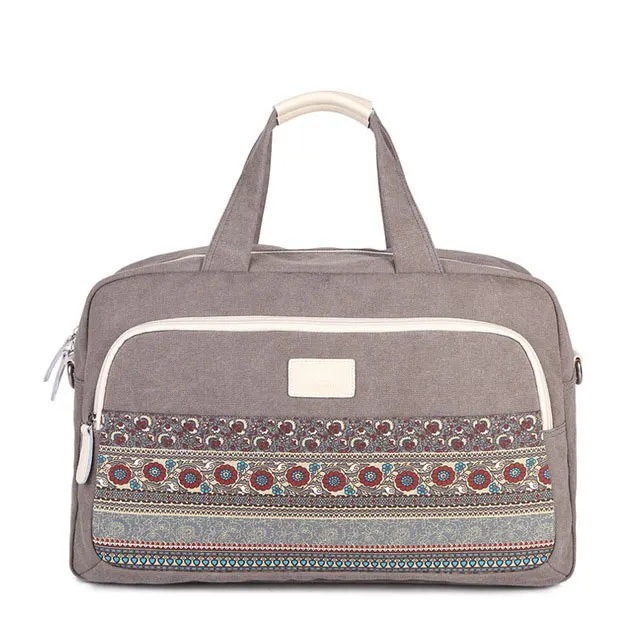 

Casual Fashion Women Classic Canvas Travel Bags Elegant Cool Handbag Large Floral Luggage Preppy National Travel Duffle