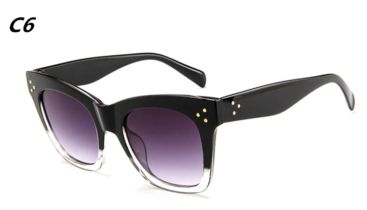 Новинка, солнцезащитные очки для женщин, брендовая дизайнерская оправа, градиентные линзы, классические заклепки, оттенки, женские, мужские, модные очки Oculos De Sol UV400 - Цвет линз: C6