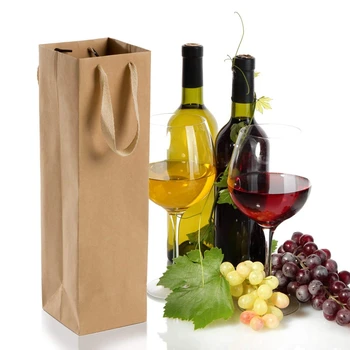 

12 Pack Solid Brown Kraft Paper Bags with Sturdy Rope - 4inch x 4inch x 13.8inch - Ideal for Wine,Gifts, Retails, Shopping, Me
