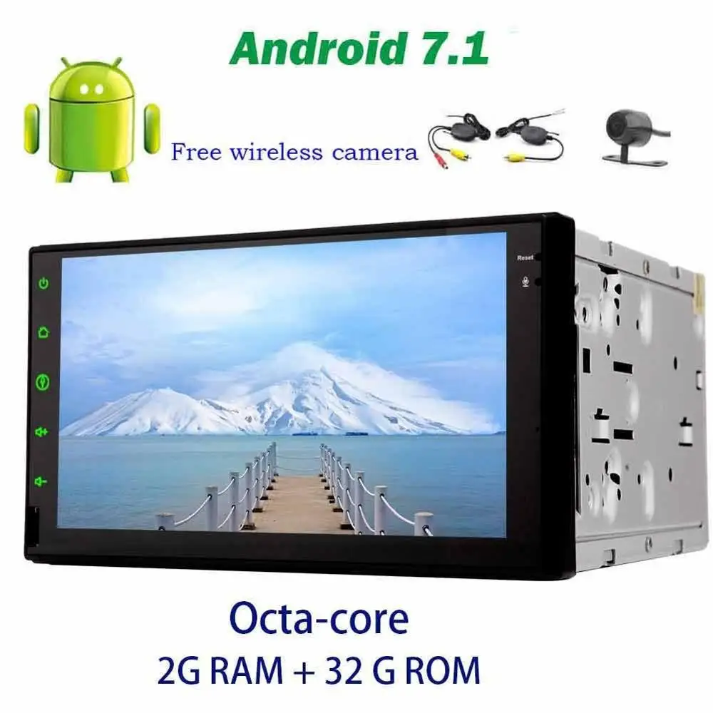 Capacitive Touch Screen audio Android 7 1 2Din No DVD Player radio Stereo GPS Headunit Support
