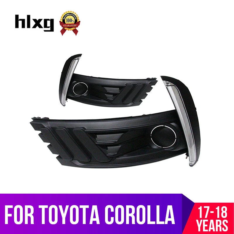 hlxg Auto LED Daytime Running Light For Toyota Corolla 2017 2018 with Yellow Turning Signal Car Accessories DRL Strip | Автомобили и