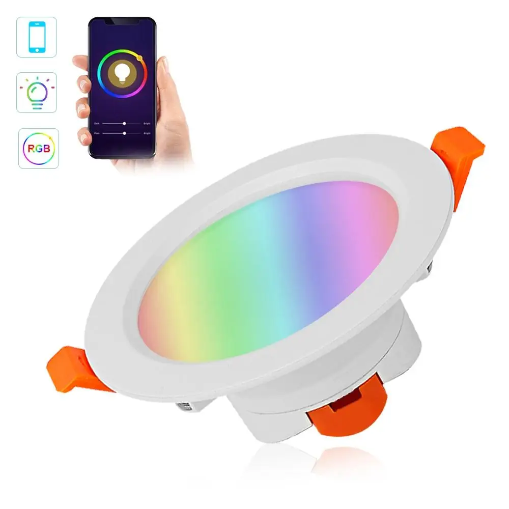 Smart WiFi LED Downlight Led Lamp Ceiling Light 9W RGBW Dimmable Smart Indoor Living Room  Voice Control For Alexa/Google Home
