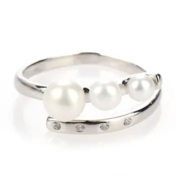 

Korean Natural Pearl Open Rings Adjustable Finger Ring For Women Engagement Wedding Jewelry Gift
