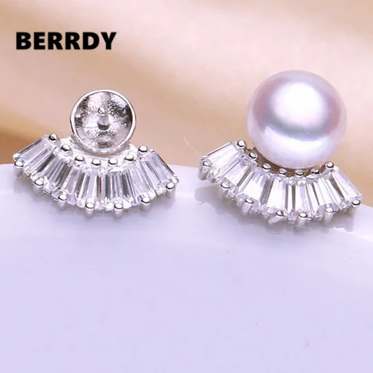 925 Sterling Silver Pearl Earrings Settings Stud Earrings Findings