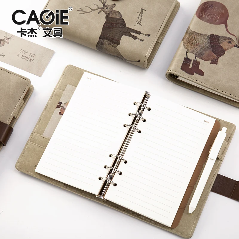 CAGIE a6 Binder Spiral Notebook Kawaii Printing Cover Diary Planner Leather Journal Filofax Agenda Notebook for School Supplies CAGIE a6 Binder Spiral Notebook Kawaii Printing Cover Diary Planner Leather Journal Filofax Agenda Notebook for School Supplies