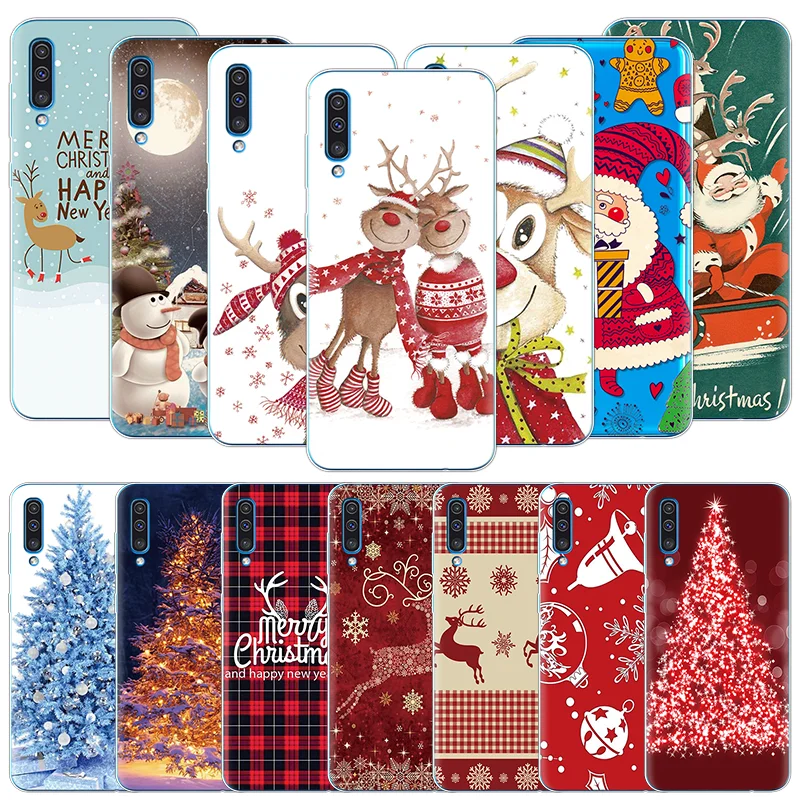 Merry Christmas Cartoon Santa Claus Deer Case For Samsung Galaxy A50 Soft Silicon Coque For Samsung A40 A60 A70 A7 A9 Cover