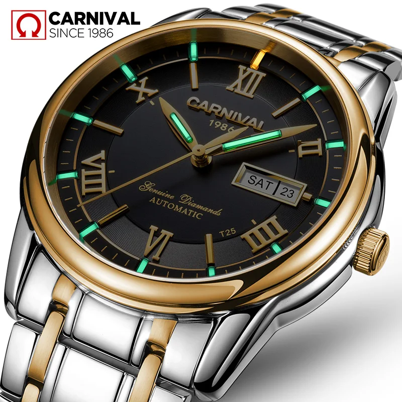 

Carnival Multifunction Automatic Mechanical Watches Mens Top Brand Luxury Watch T25 Tritium Luminous Clock Men erkek kol saati