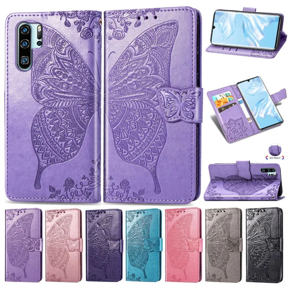 Чехол для Huawei P30 Pro роскошный чехол с объемным тиснением бабочкой подставкой