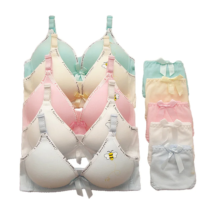 

2018 Cartoon Gather Girls Rimless Bra Cotton Adjustable Young Girl Underwear Bra Development High School Students for 12-18year